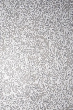 Papier ozdobny fizelina biała kwiaty z dżetami 5x