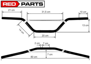 Руль 22 мм Quad Honda cross enduro 125 crossbar alu red ciera