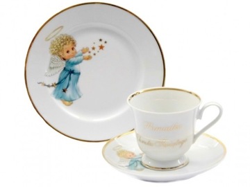 119 120 PAMIĄTKA CHRZTU 1/3 ANIOŁEK PORCELANA