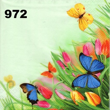 Serwetki do decoupage-1szt-KWIATY- MOTYLE-NR 972