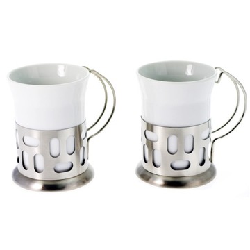 Promocja Kubki porcelanowe w uchwycie nierdzewnym