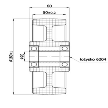 Диаметр круга колеса 160 мм, пластик, 600кг/шт + ВИНТЫ