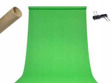 TŁO FOTO zielone GREENSCREEN 1.4x5m TULEJA klipsy