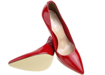SALA buty czółenka 1504-88 czerwone lakier 37