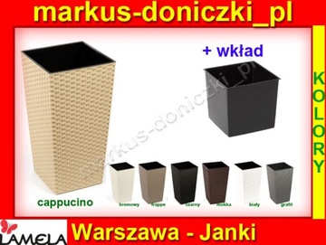 Вазон Finezja Rattan 25x25 h46 + вставка