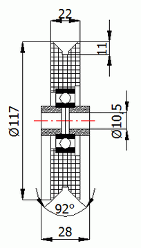 ROLKA BRAMOWA NA KĄTOWNIK FI 117 DO BRAMY
