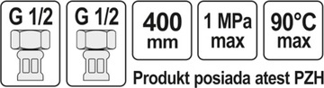 ШЛАНГ ДЛЯ ПОДКЛЮЧЕНИЯ ВОДЫ ВН/М 1/2` 1/2` 400ММ