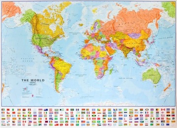 ŚWIAT MAPA ŚCIENNA POLITYCZNA 1:30 000 000 MI