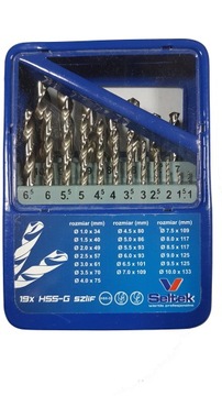 KOMPLET KPL ZESTAW WIERTEŁ SZLIFOWANYCH 1-10 METAL