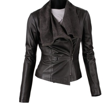 Dámska ľahká kožená bunda so širokým golierom DORJAN LEN017 L