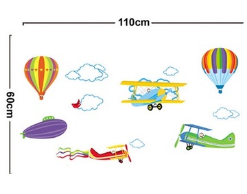 Большие наклейки на стену МАШИНЫ ПОЕЗД САМОЛЕТ 4 узора