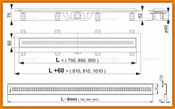 ЛИНЕЙНЫЙ СЛИВ 65 см с решеткой APZ9-650M AlcaPLAST