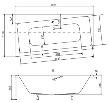 INFINITY асимметричная ванна 170x110 левая + OBUD + SYF