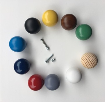 МЕБЕЛЬНАЯ РУЧКА ДЕРЕВЯННЫЙ ШАР БЕЛЫЙ + ЦВЕТНОЙ РУКАВ