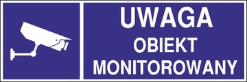 Naklejka uwaga obiekt monitorowany O2 7x21 cm