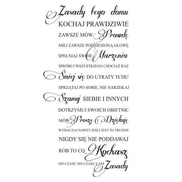 Napis na ścianę naklejka - Zasady tego domu - 180