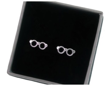 SREBRNE KOLCZYKI OKULARY SREBRO 925 SZTYFT HIT