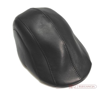 КОЖАНАЯ ШЛЯПА МУЖСКАЯ, ЧЕРНАЯ, ПЛОСКАЯ КЕПКА 58 НОВИНКА N1