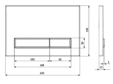 КНОПКА СМЫВАНИЯ ДЛЯ ХРОМИРОВАННОЙ РАМКИ KK-POL M08
