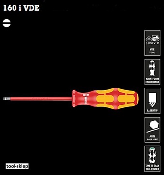 160i Плоская отвертка VDE 2,5x0,4x80 мм Wera