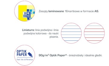 Zeszyt w linię kolorową A5 Oxford 16 kartek