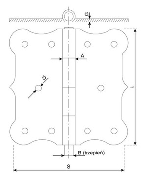 Петля декоративная строительная, желтая оцинковка, 80x80мм