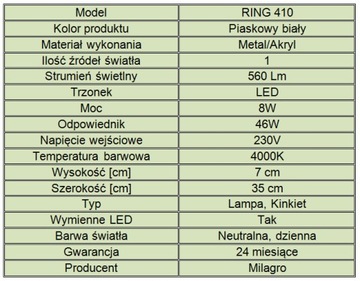фото ориг. №3, Wall lamp milagro colorless, white built-in led source 8 в