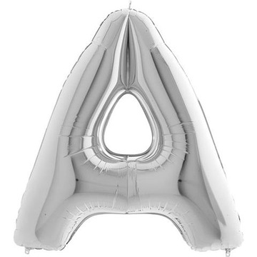 DUŻY balon foliowy SREBRNA LITERA A na HEL 100cm