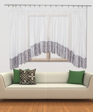 SZRON Firanka GOTOWA 500x160 gipiura 30 cm SZARA