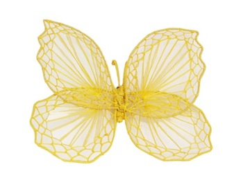 MOTYL MOTYLEK żółty DEKORACJA do kompozycji lub do powieszenia 20 cm