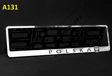 Рамка номерного знака ПОЛЬША из нержавеющей стали, хромированная