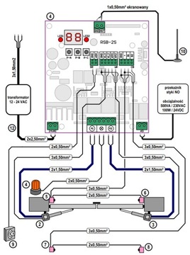 Контроллер двустворчатых ворот, система защиты от перегрузки Woster RSB-2S 12В-24В