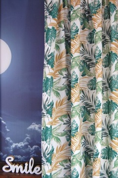 Zasłona oxford Dżungla Monstera zielenie 3/4