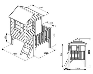 Деревянный садовый домик для детей ТОМЕК+СЛИЗГ+КО