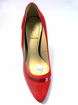 Czółenka loft37-klasyczne zamszowe buty damskie Czerwone Szpilki ze skóry