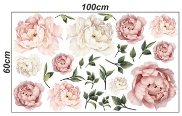 ПИОНЫ цветы ПИОНЫ Наклейки на стену 100x60 XL