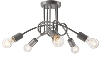 5 PLAFON LAMPA SUFITOWA SUPEŁEK EDISON LOFT SZARA