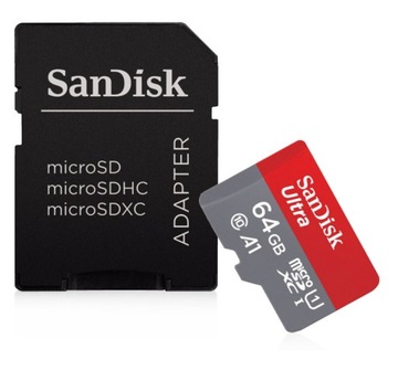 Карта памяти Sandisk microSDXC 64 ГБ + адаптер