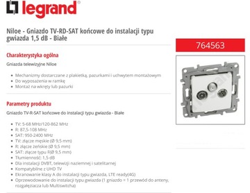 NILOE Legrand RTV Спутниковая розетка белый 764563