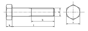 Винты M30x400 с шестигранной головкой 10,9 черные DIN 931 1 шт.