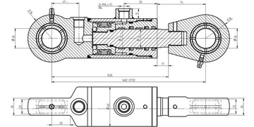 SIŁOWNIK CYLINDER SKOK 1250 ROZRZUTNIK L= 1482mm