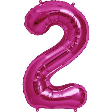 BALON FOLIOWY BALONY RÓŻOWY NA HEL RÓŻ CYFRA 2
