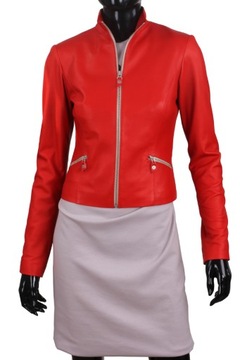 Červená dámska kožená bunda z prírodnej kože DORJAN OLA461 L