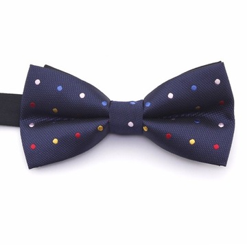 Elegancka mucha muszka męska granatowa w kropki