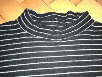 BLUZECZKA TUNIKA sweterek czarny w paski