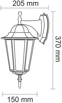 POLUX LIGURIA GARDEN НАСТЕННЫЙ СВЕТИЛЬНИК GLA104LTDBK E27 FV