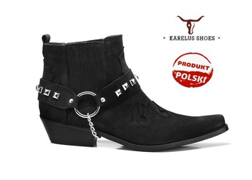 Nowość! Kowbojki z ćwiekami, model 630 skóra 39-46