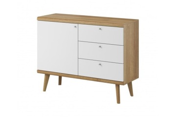 KOMODA 107 cm SZAFKA SKANDYNAWSKA biała dąb P/PRI7