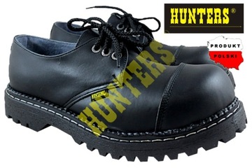 GLANY HUNTERS STEEL-NOSE 3-oczka NISKIE SKÓRA naturalna CZARNE 36