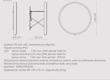 ЗЕРКАЛО РАЗДВИЖНОЕ ЗЕРКАЛО MIIOR MOON Ø 80 LED АРТ. 302801